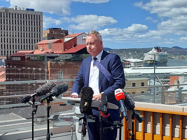 Premier Jeremy Rockliff announcing the 2024 state election.